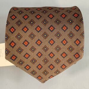 LUCIANO BARBERA Brown Red Diamond Silk Tie